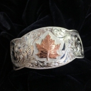 1 1/4" wide Silver Cuff "Oh Canada" Bracelet