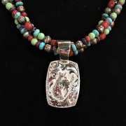 Square Bronc Pendant with Tri-Strand Necklace