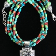 Santa Fe Cross on Multi-strand Necklace