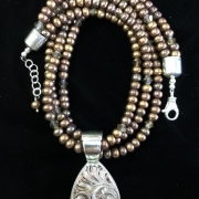 Teardrop Pendant on Chocolate pearls